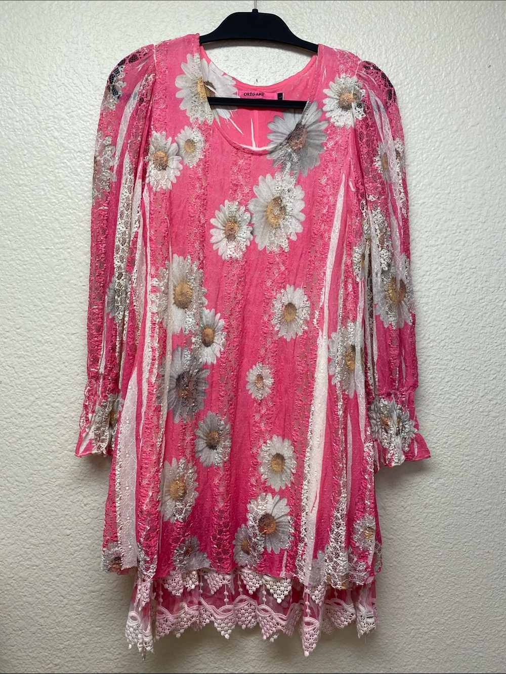 Origami Lace Daisy Print Dress